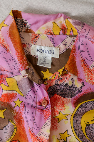 Constellation Silk Novelty Print Top