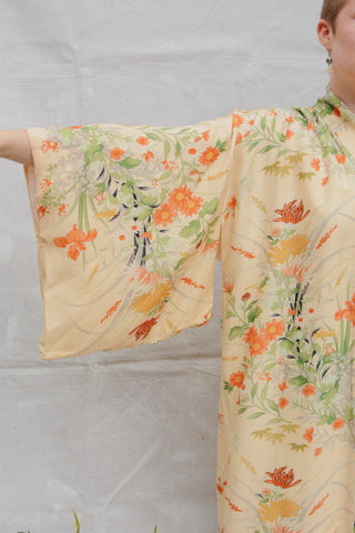 Gorgeous Lush Floral Silk Haori Maxi Kimono
