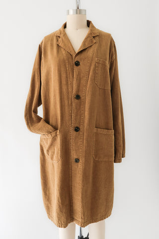 Olive Distressed Cotton Duster
