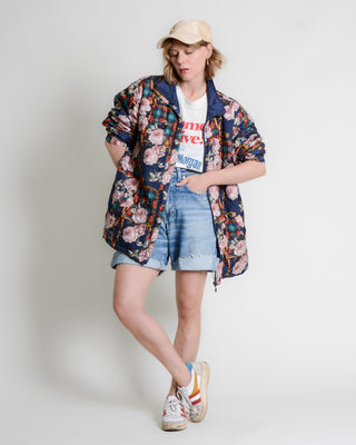 Equestrain Rose Plaid Quilted Silk Bomber