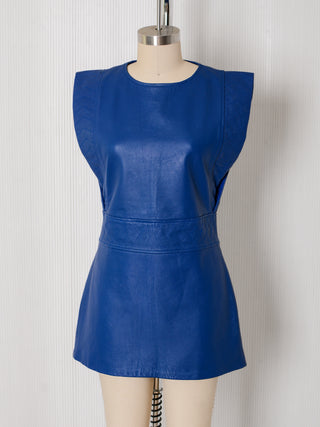 Pelle Cobalt Leather Mini Dress