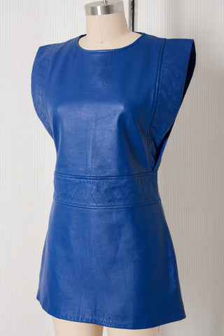 Pelle Cobalt Leather Mini Dress