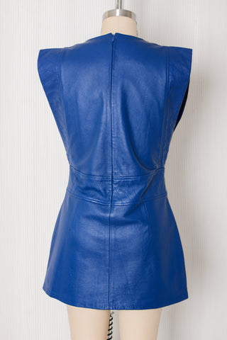 Pelle Cobalt Leather Mini Dress