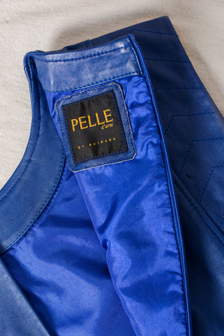 Pelle Cobalt Leather Mini Dress