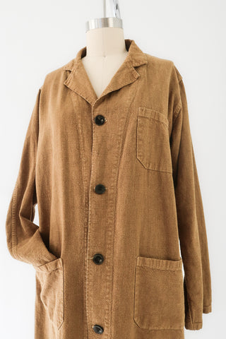 Olive Distressed Cotton Duster