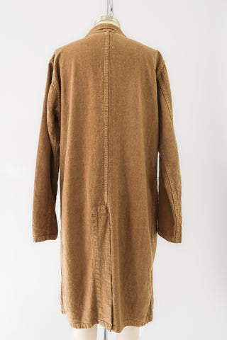 Olive Distressed Cotton Duster