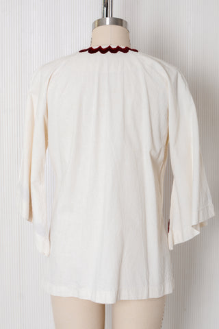 Mexican Otomi Peacock Embroidered Top