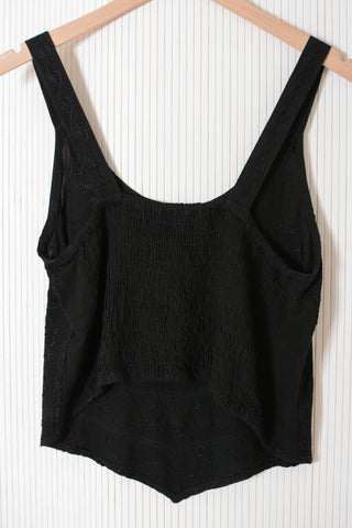 Black Embroidered Crop Tank