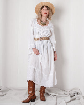 Cottage Ivory Cotton Maxi Dress – Cloud Vintage Cottage Ivory Cotton Maxi Dress – Cloud Vintage