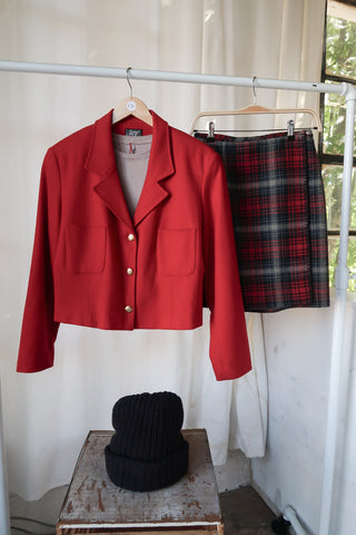 Tartan Plaid Wool Wrap Skirt ~ 27W