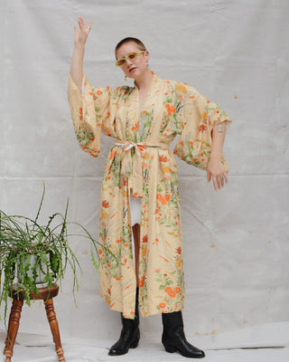 Gorgeous Lush Floral Silk Haori Maxi Kimono