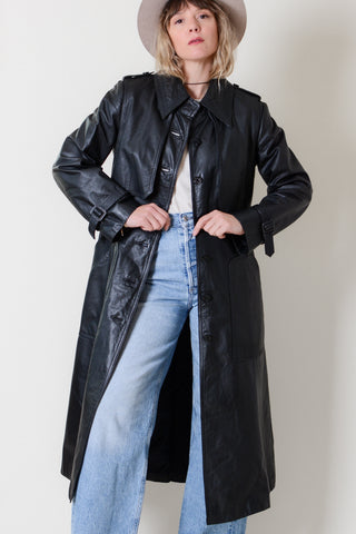 The Perfect Black Leather Trench Coat