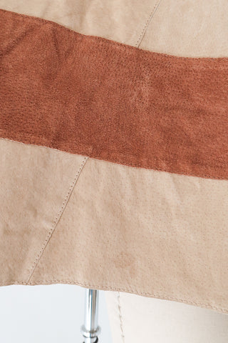 Two-tone Suede Leather Poncho