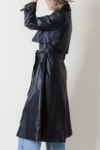 The Perfect Black Leather Trench Coat