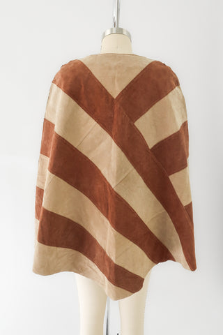 Two-tone Suede Leather Poncho