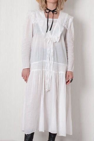 Gauzy Sailor Collar Dropwaist Lace Dress