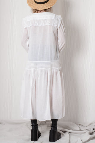 Gauzy Sailor Collar Dropwaist Lace Dress