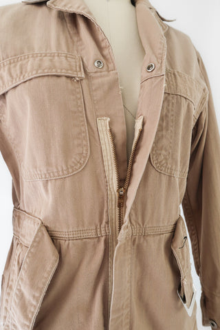 Distressed Khaki Cotton Coveralls
