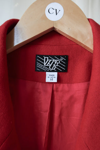 Cherry Red Crop Wool Blazer