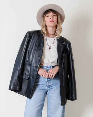 Jacqueline Ferrar Black Leather Blazer