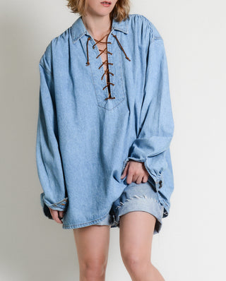 Lace Up Chambray Shirt