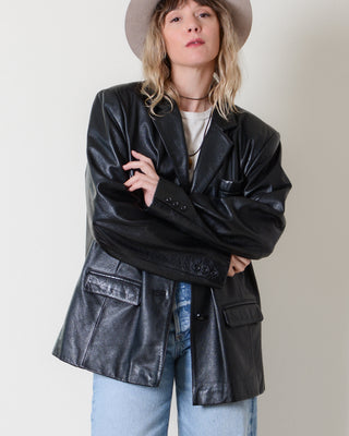 Jacqueline Ferrar Black Leather Blazer
