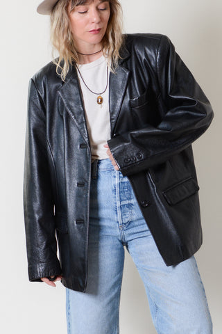 Jacqueline Ferrar Black Leather Blazer