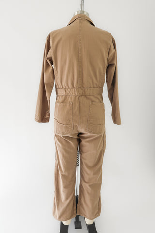 Distressed Khaki Cotton Coveralls