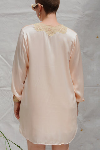 Peach Silk Lace Pajama Dress