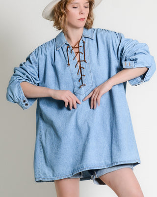 Lace Up Chambray Shirt