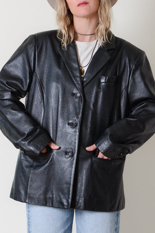 Jacqueline Ferrar Black Leather Blazer