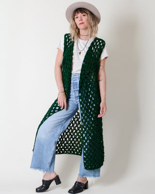 Emerald Green Handknit Maxi Vest