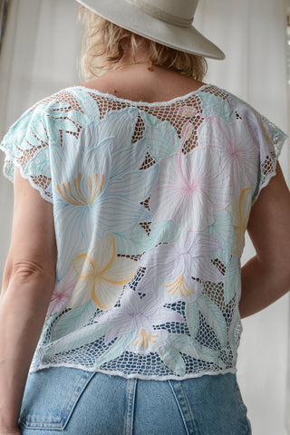 Hibiscus Floral Cut Out Top