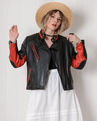 Legit Black & Red Leather Biker Jacket
