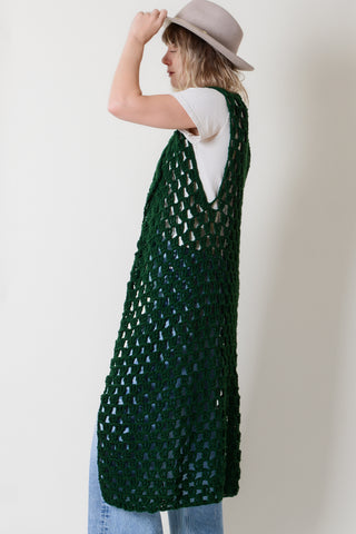 Emerald Green Handknit Maxi Vest