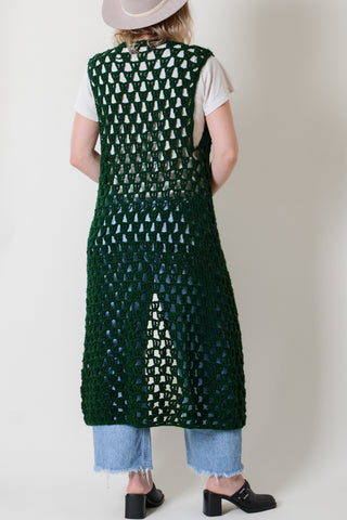 Emerald Green Handknit Maxi Vest