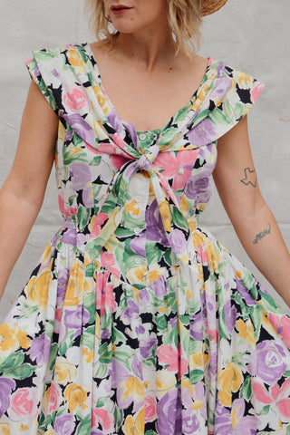 Wide Collar Lush Garden Cotton Sundress