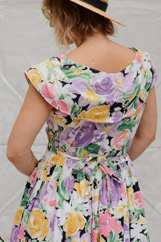 Wide Collar Lush Garden Cotton Sundress