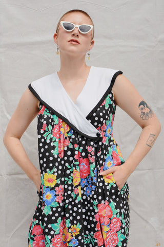 Oscar de la Renta Floral Polka Dot Dress