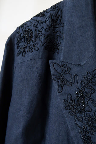 Claude Barthelemy Midnight Linen Blazer