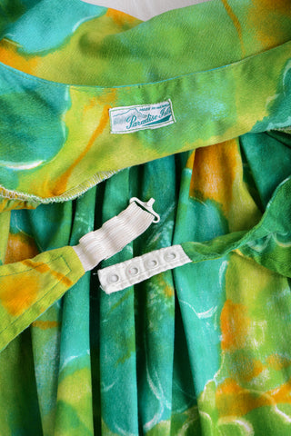 Hawaiian Citrus Floral Barkcloth Maxi
