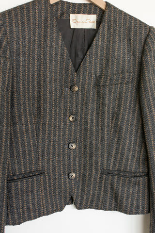 Oscar de la Renta Crop Wool Blazer