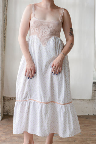 Precious Ditsy Floral Antique Crochet Dress