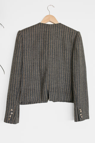 Oscar de la Renta Crop Wool Blazer