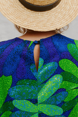Flower Power Barkcloth Caftan Dress