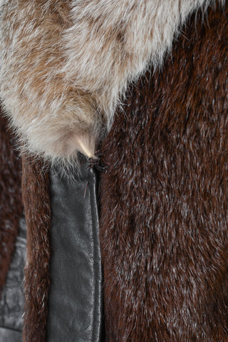 Beaver Fox Fur Leather Coat