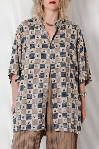 Pierre Cardin Floral Checker Top
