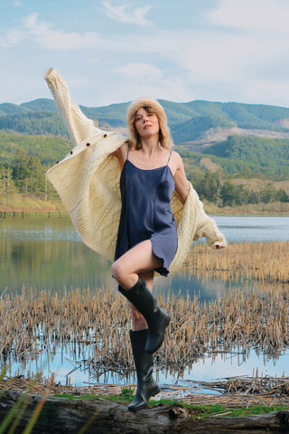 Victoria's Secret Navy Bias Silk Slip