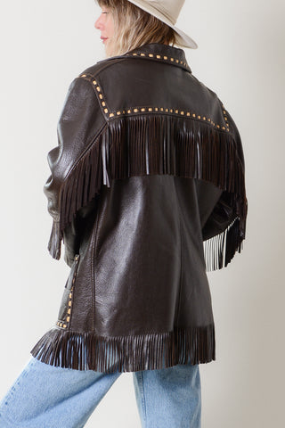 Dark Chocolate Deerskin Fringe Leather Jacket