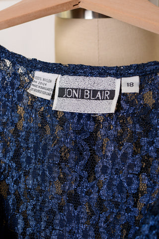 Navy Fluttery Sheer Lace Dress